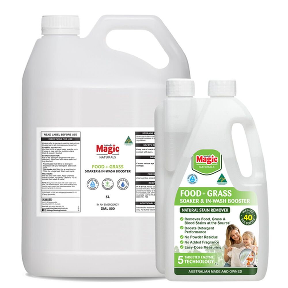 Natural Enzyme Soaker & In-Wash Booster – Food & Grass Stain Remover 